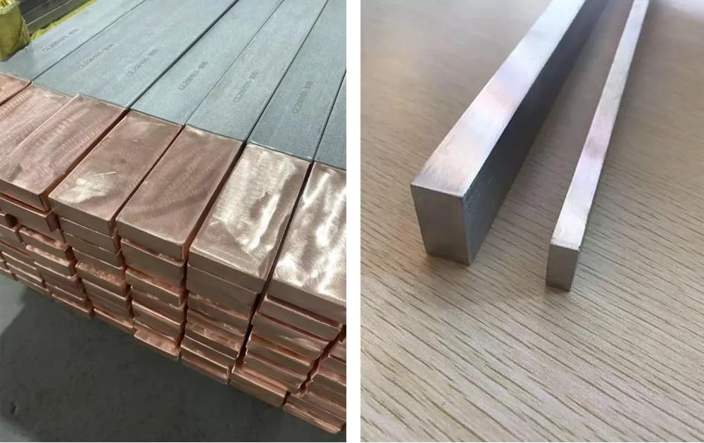 Titanium clad Copper,Ti Clad Copper supplier,Varilla de cobre revestida de titanio,Titan-ummantelter Kupferstab,Titanium Coated Copper Rod,Copper Rod Clad with Titanium,Titanium Copper Composite Rod,Titanium Copper flat bar