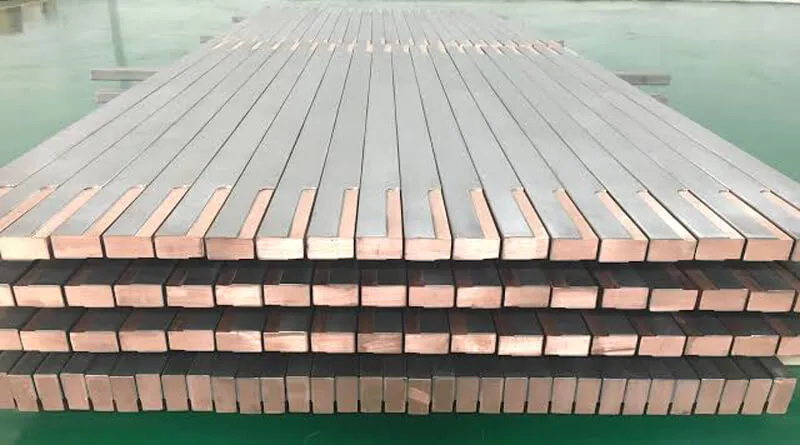 Titanium Clad Copper in Hydrometallurgy,Titanium Clad Copper Busbar,Titanium Clad Copper for Electrowinning,Titanium Clad Copper for Electrorefining,Titanium Clad Copper Bar,Titanium Copper Busbar,Hydrometallurgical Electrolysis,Electrowinning